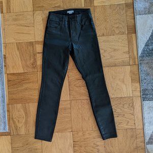 Good American Black Coated Waxed Jeans Size 26 (Size 2) Skinny Ankle